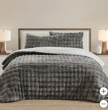 FRYE, 3 Piece - Faux Fur Comforter Set Choose Color  Size 