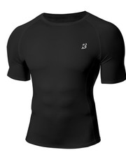 Roadbox Men's Compression Short Sleeve Shirt, Quick-Dry XXL, Black