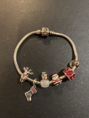 Rare Chamilia Sterling Silver 6 Christmas Charms Bracelets