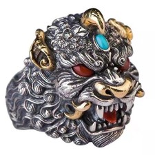 mens Open Ring with Chinese God of Wealth Pixiu Ring Jewelry adjust ring Gift