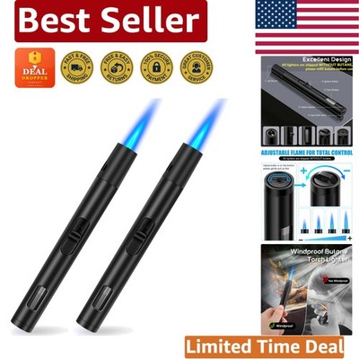 2-Pack Windproof Torch Lighters - Refillable with Visible Fuel Window