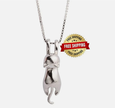Collares de gato de plata joyería de gatos para mujer colgante de joyería lindo