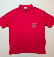 Vintage Wisconsin Polo Shirt Mens XL Red Cow Badger State Golf Preppy USA Made