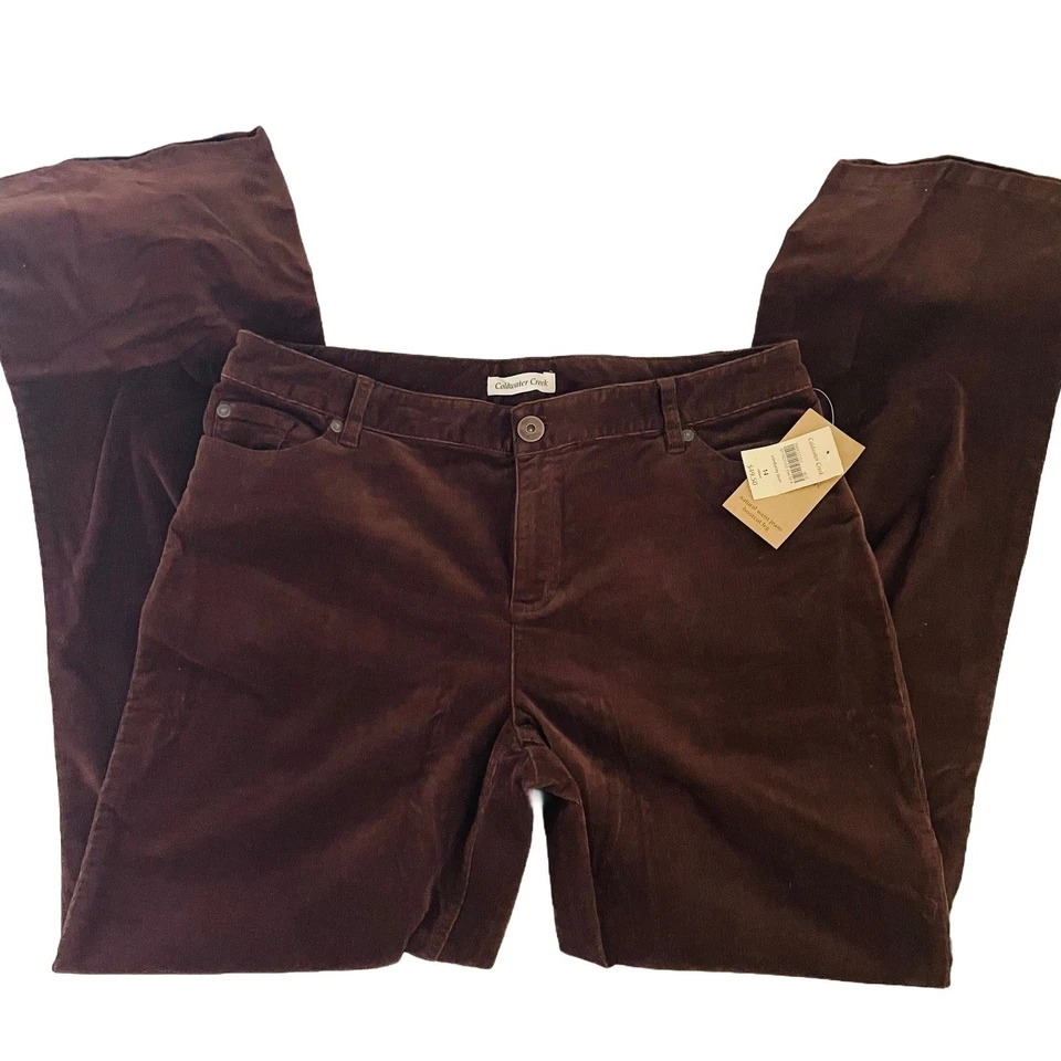 Pantalones de mezclilla de pana Coldwater Creek Bootcut para mujer talla 14 marrón NUEVO Foto 2 de 4