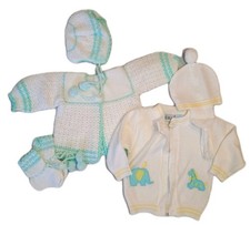2 Vintage Baby Sweater Sets Unisex