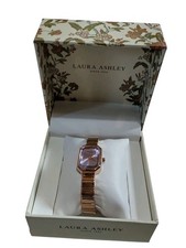 Laura Ashley Women's 20mm Octagonal Case Gilded Link Bracelet Watch Rose Gold