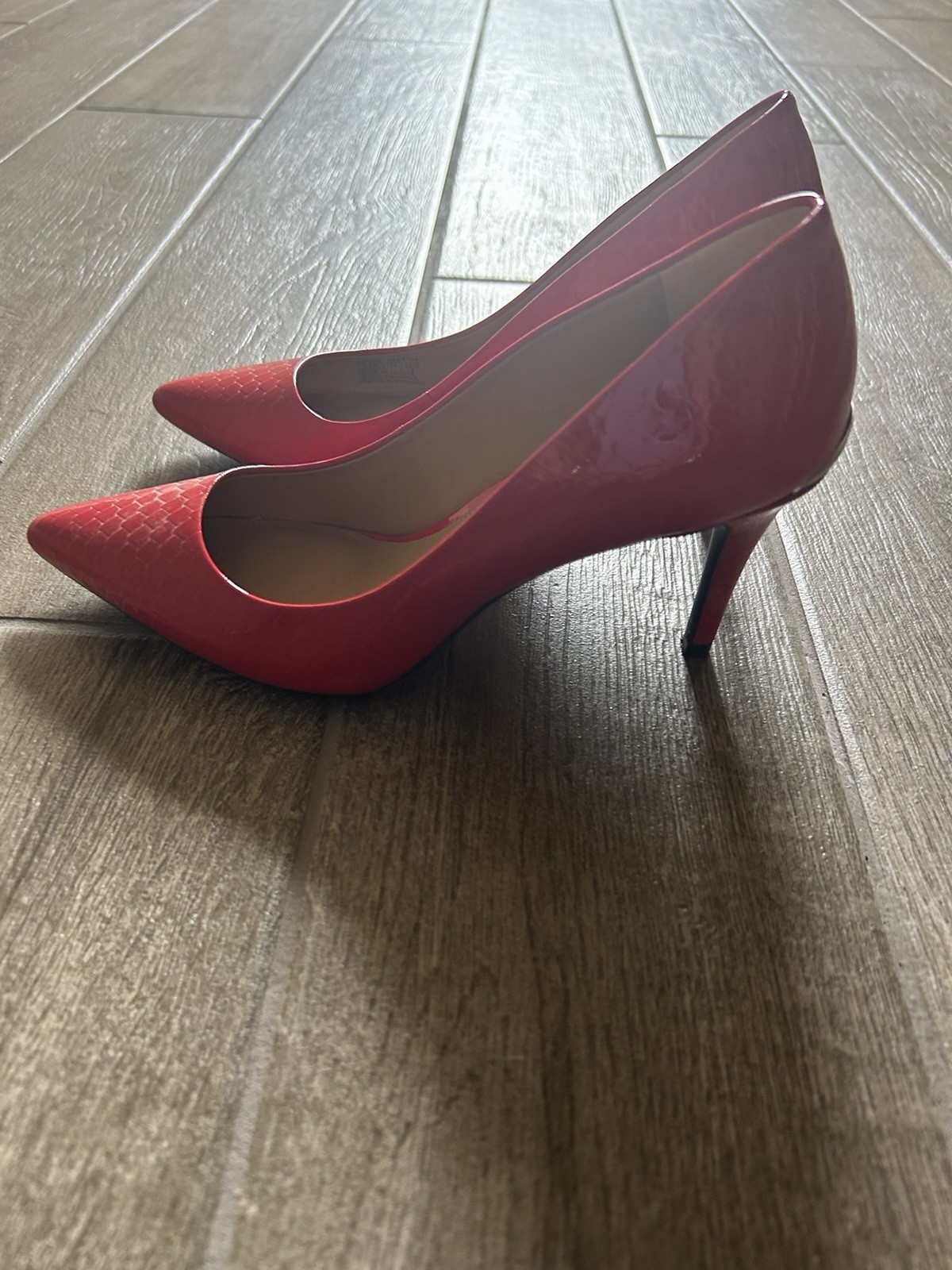 CALVIN KLEIN Python Print Lipstick Red Patent Poi… - image 2