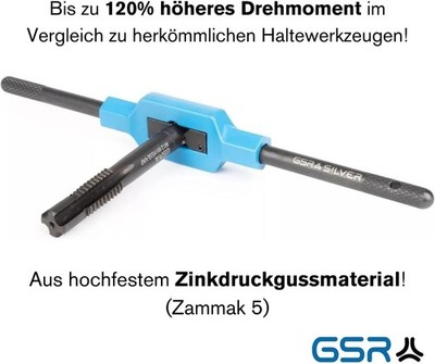 GSR Silver Windeisen Qualitätsware M1-M42 Werkzeughalter Gewindebohrer DIN 1814