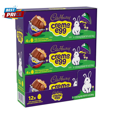 Creme Eggs, Milk Chocolate and Fondant, Easter Candy Eggs, Pack of 12