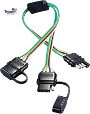 NEWSUN 17.5" 4 Pin to 4 Pin Trailer Light Wiring Connector Adapter, 1 to 2 Way