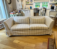 Oka Striped sofa Off White & Beige wide Stripe 3 Seater modular
