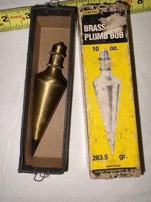 General No. 800-10 Brass Plumb Bob 10oz. 283.5 Gr Original Box