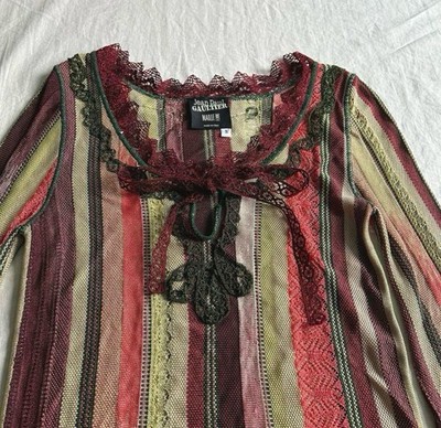 Jean Paul Gaultier MAILLE FEMME Lace Cut and Sew Top Size S Made 