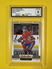 nick suzuki. 2019 O Pee Chee Glossy Rookie Card Graded 9. rookie card picture