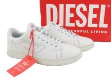 Diesel S-Athene Low Men's Sneakers EU44.5 White Leather Lace-Up Shoes RRP 160