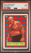 1987 TOPPS WWF #21 GEORGE STEELE STICKERS PSA MINT 9