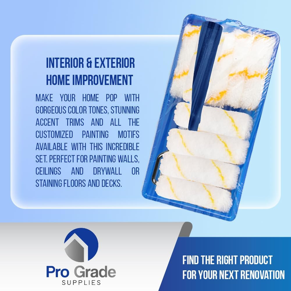 - Paint Roller Tool Kit - 10 Piece Painting Set - Mini Plastic Paint Tray Set, M