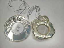 Towle Picture Frame Silver Plated Mini Photo Christmas Ornament Cherub Wreath 
