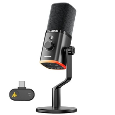 PD100W Wireless/USB Microphone, PC Gaming Mic with One-Click Noise Reduction,...