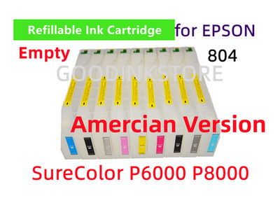 9 Empty Refillable Ink Cartridge for Sure Color P6000 P8000 Printer 804 w/chip*