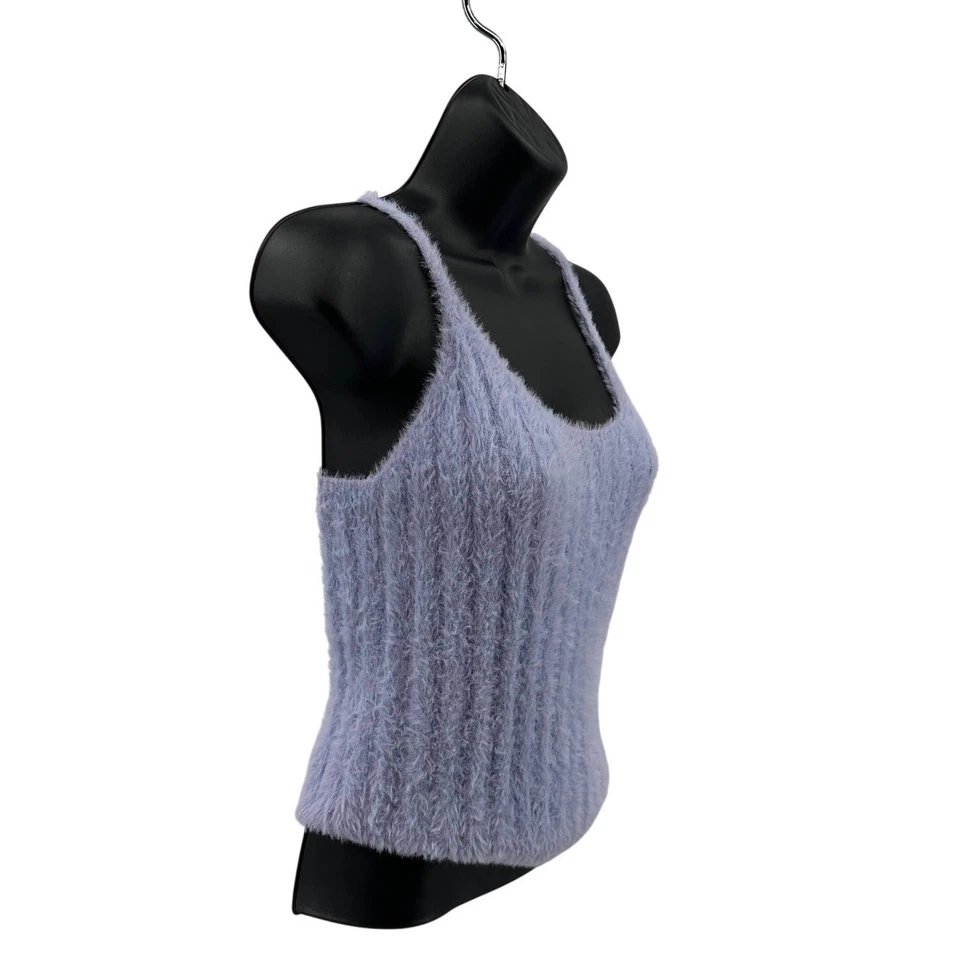 Camiseta sin mangas It's Our Time para mujer M lavanda cuello redondo tejido difuso dobladillo asimétrico Foto 2 de 4