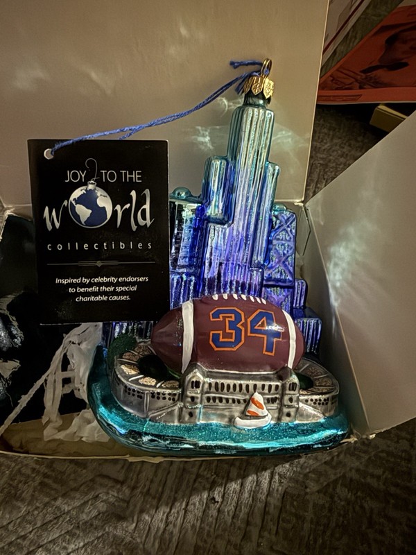 Connie Payton Signed Joy to the World Walter Payton Chicago Bears Glass Ornament