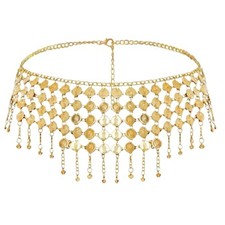 Coins Belly Dance Hip Scarf Belt - Adjustable Coins Hip Waist Chain Golden