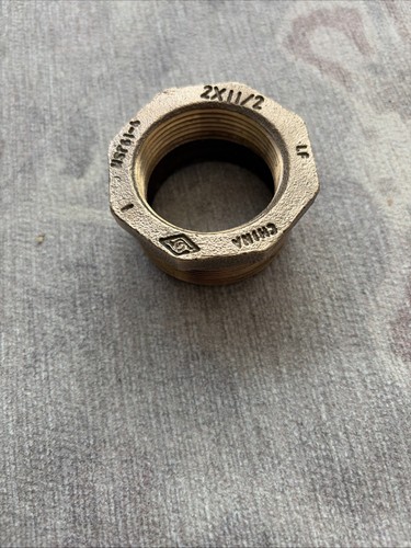 2" x 1-1/2" Lead-Free Brass Hex Reducer Bushing 125# Threaded NPT