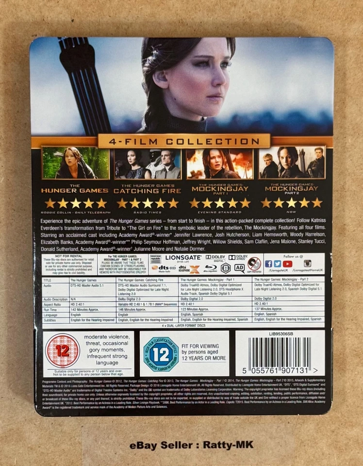 HUNGER GAMES THE COMPLETE COLLECTION - (UK) BLU RAY STEELBOOK (READ DESCRIPTION) - Image 3 of 4