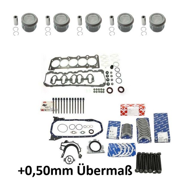 Lagerschalen Set+Kolben +0,50+Schrauben FüR Vw T4 2.5 Acu Aet 77206600 87454600-image