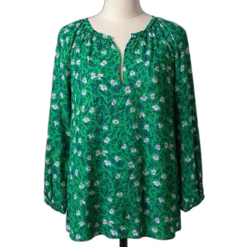 Roller Rabbit Women's XL Floral V-Neck Tunic Top Green Shirt Popover ...