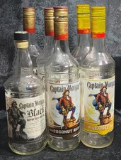 Empty Captain Morgan Glass Bottle Mixed Lot Of (6)!