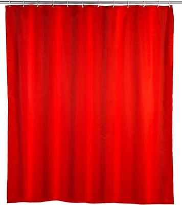 WENKO Anti-Schimmel Duschvorhang Uni Red - Textil 180x200cm inkl. 12 Ringen - Bild 1 von 4