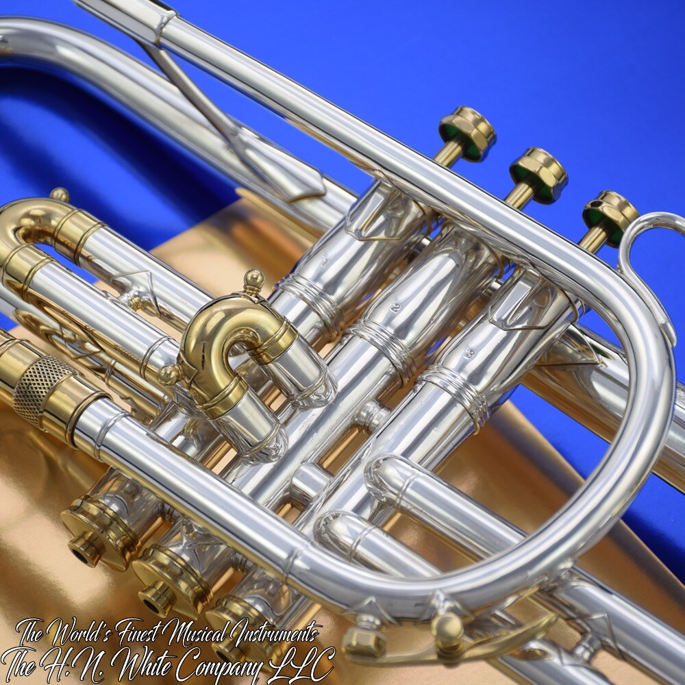 Vintage King H. N. White Silver Tone Master Model Cornet Show