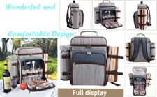 Picknickrucksack Campingrucksack für 4 Personen  inkl. Decke, Geschirr & Besteck – Bild 16