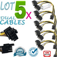 5 PCS Dual SATA to PCI-E Power Cable 15Pin SATA to 8 pin Video Card Power Wire