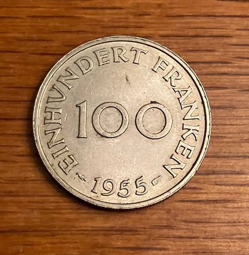 Vintage 1955 Saarland 100 Franken, Obsolete German Protectorate Coin