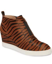 LINEA PAOLO - VARIOUS SIZES - Felicia III Wedge Bootie In Carmel/Black Zebra-NEW