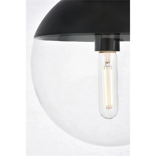 Living District Eclipse 1-Light Metal & Glass Flush Mount in Black/Clear - Picture 6 of 6