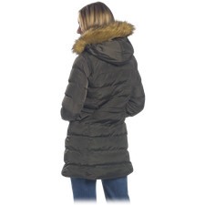 Celsius Hooded Puffer Coat With Fleece Lining & Gold Trims (olive, Medium)