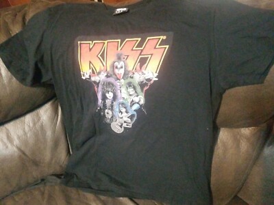 Kiss Absolute Cult Band Shirt XL Neon Outline Classic Rock Hair Metal