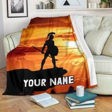 Spartan Custom Name Blanket Throw Fleece Cozy Couch Plush Sofa Bedding Gift