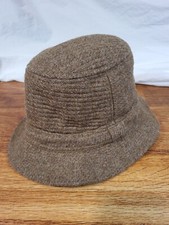 Vintage United Hatters Cap Millinery Tweed Herringbone Brown Fedora Hat