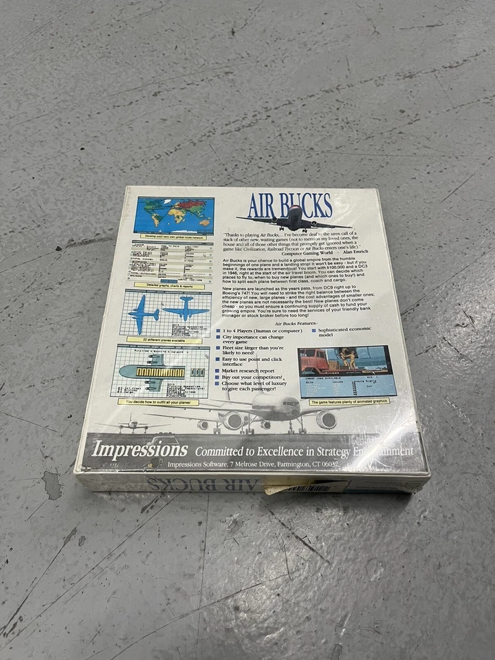 1992 Air Bucks: Build Your Own Airline IBM PC Game 3.5” Floppy Disks NEW SEALED - Image 3 of 4