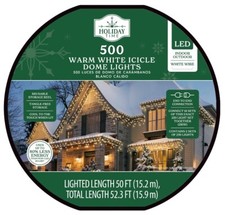 Holiday Time 500 Count Warm White LED Dome Icicle Lights with White Wire, 105 Ft