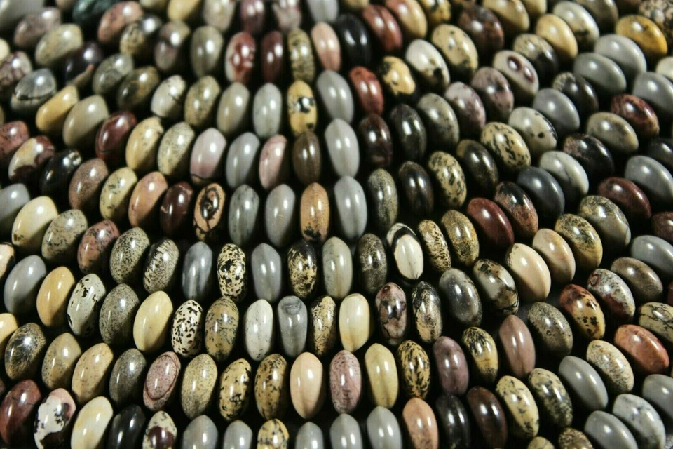 NATURAL CHOHUA ARTISTIC JASPER 5x8MM RONDELLE  BEADS 16" STRAND  - Image 2 of 2