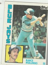 FREE SHIPPING-MINT-1984 Topps #762 Rance Mulliniks Blue Jays PLUS BONUS CARDS