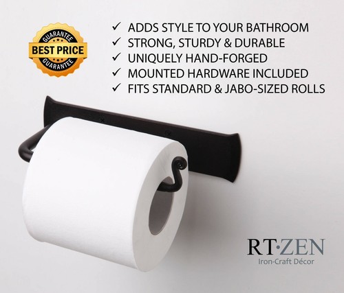 Wrought Iron Toilet Paper Holder Stand Handmade Bathroom Decor Antique By RTZEN - Picture 3 of 8