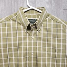 Eddie Bauer Shirt Mens Large Button Down Relaxed Wrinkle Resistant Windowpane LS