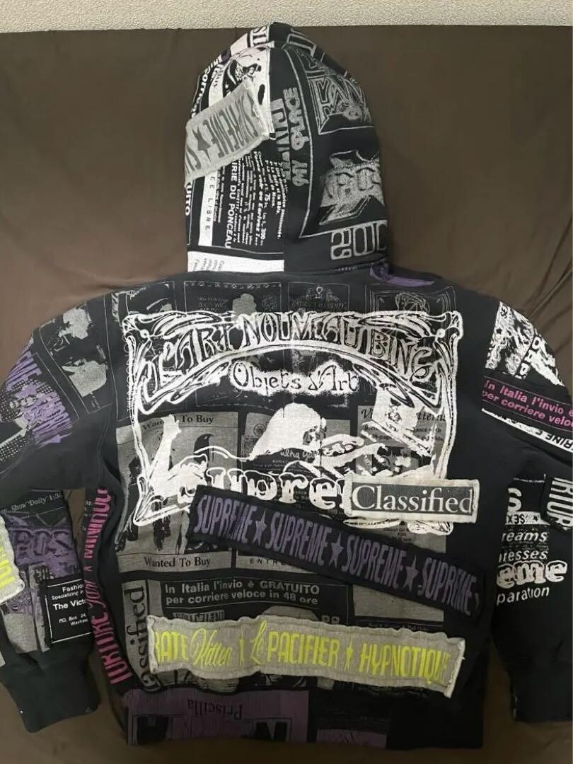 SUPREME Collage Zip Up Hooded Sweatshirt Purple Size S Used